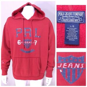 POLO JEANS COMPANY Vintage Hoodie LARGE Multicolor Vtg 90s Size L RALPH LAUREN